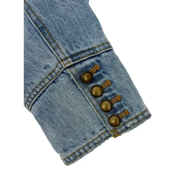 RARE Free People Military Denim Jacket L| Coastal Cowgirl Grunge Boho Streetwear - Picture 16 of 16